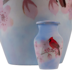 When A Cardinal Appears Keepsake Urn - Close Up