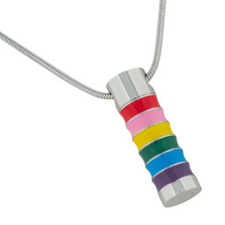 Rainbow Cylinder Cremation Jewelry - Colors Encircle Entire Pendant