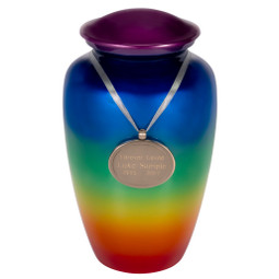 Rainbow Shimmer Cremation Urn with Optional Urn Pendant