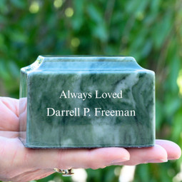 Classic Cultured Marble Keepsake Urn - Engraved Sample