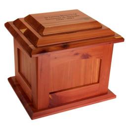 Craftsman Cedar Urn with Sample Top Engraving