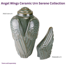 Angel Wings Ceramic Urn Collection in Serene Glaze - Pieces Sold Separately