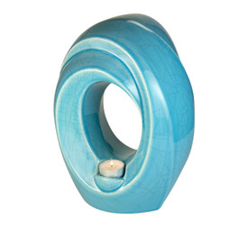 Inner Light Ceramic Urn in Blue with Candle