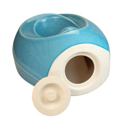 Inner Light Ceramic Urn in Blue - Opening with Cap / Stopper Off