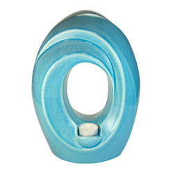 Inner Light Ceramic Urn in Blue - Back