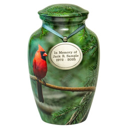 Cardinal Aluminum Urn Medium with Optional Urn Pendant