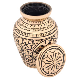 Lid Detail - Leaves of Gold Keepsake Urn