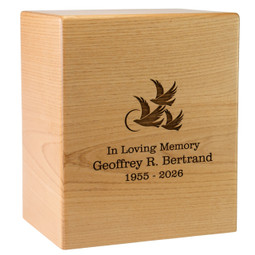 Arden Alder Wood Urn - Shown with Optional Direct Engraving