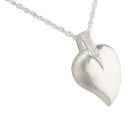 Heart with Leaf Cremation Jewelry Pendant