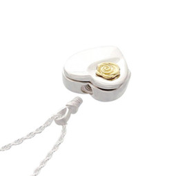 Heart with Gold Rose Cremation Jewelry Locket - Opening Shown