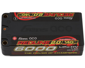 Gens Ace Redline 2.0 2S Shorty LiHV Battery 140C (7.6V/6000mAh) w/5mm Bullets Gens Ace Redline 2.0 2S Shorty LiHV Battery 140C (7.6V/6000mAh) w/5mm Bullets