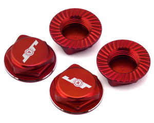 J&T Bearing Co. Aluminum 17mm Serrated Wheel Nuts (Red) (4) J&T Bearing Co. Aluminum 17mm Serrated Wheel Nuts (Red) (4)