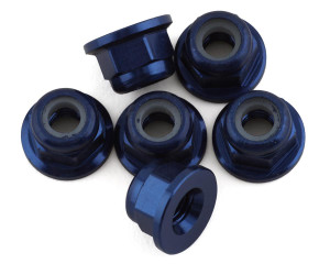 1UP Racing 3mm Aluminum Flanged Locknuts (Dark Blue) (6)