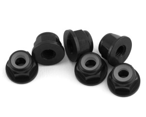 1UP Racing 3mm Aluminum Flanged Locknuts (Black) (6)003