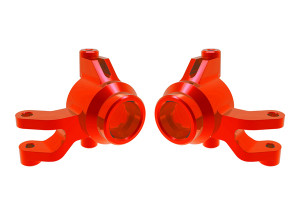 Steering blocks, 6061-T6 aluminum (red-anodized) (left & right)/ 3x12mm SS (with threadlock) (4)/ 3x15mm BCS (with threadlock) (2)