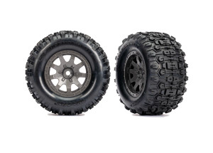 Tires & wheels, assembled (charcoal gray wheels, dual profile (2.1" outer, 2.6" inner), SledgehammerÆ tires, foam inserts)) (rear) (2)