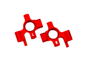 Steering blocks, 6061-T6 aluminum (red-anodized), left & right/ 3x12mm BCS (with threadlock) (4)/ 3x18mm BCS (with threadlock) (2)/ 2.5x6mm BCS (with threadlock) (2)