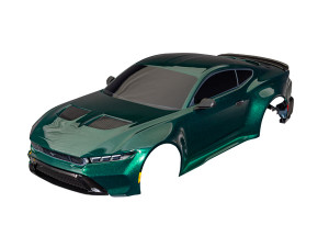 Body, Ford Mustang, complete (green) (painted, decals applied) (includes side mirrors, spoiler, grilles, vents, & clipless mounting)