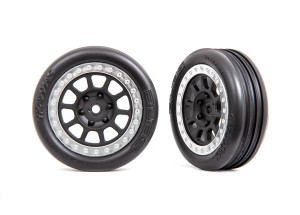 Tires & wheels, assembled (2.2" black, satin chrome beadlock wheels, AliasÆ ribbed 2.2" tires) (2) (BanditÆ front, medium compound w/ foam inserts)
