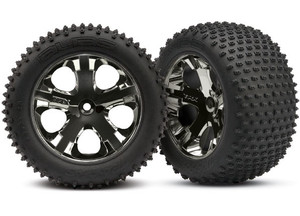 Tires & wheels, assembled, glued (2.8") (All-Star black chrome wheels, AliasÆ tires, foam inserts) (rear) (2) (TSMÆ rated)