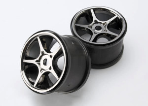 Wheels, Gemini 3.8" (black chrome) (2) (use with 17mm splined wheel hubs & nuts, part #5353X)
