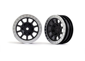 Wheels, 2.2" (black, satin chrome beadlock) (2) (BanditÆ front)