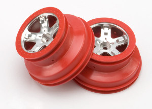 Wheels, SCT satin chrome, red beadlock style, dual profile (2.2" outer 3.0" inner) (Front) (2)