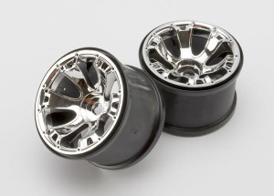 Wheels, Geode 3.8" (chrome) (2) (use with 17mm splined wheel hubs & nuts, part #5353X & beadlock-style sidewall protectors, part #5665, 5666, 5667)