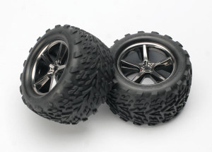 Tires & wheels, assembled, glued (Gemini black chrome wheels, Talon tires, foam inserts) (2) 5374A