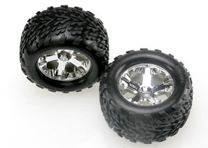 Tires & wheels, assembled, glued (2.8") (All-Star chrome wheels, Talon tires, foam inserts) (Nitro StampedeÆ front) (2)