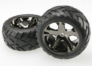 Tires & wheels, assembled, glued (All Star black chrome wheels, AnacondaÆ tires, foam inserts) (electric rear) (1 left, 1 right)