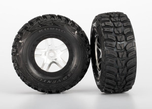 Tire & wheel assy, glued (S1 compound) (SCT Split-Spoke satin chrome, black beadlock wheel, Kumho tire, insert) (2) (front/rear) Tire & wheel assy, glued (S1 compound) (SCT Split-Spoke satin chrome, black beadlock wheel, Kumho tire, insert) (2) (front/rear)