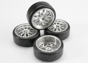 Tires, Pro-Trax on-road (medium compound with contoured inserts) (mounted and glued to part #4872 wheels) (2 left, 2 right)