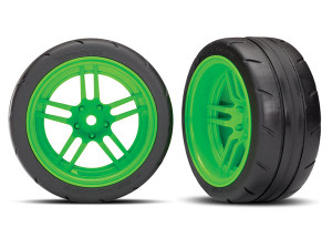 Tires & wheels, assembled, glued (split-spoke green wheels, 1.9" Response tires) VXL Rated (extra wide, rear) (2)