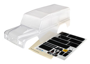 Body, Land RoverÆ DefenderÆ, complete (clear, trimmed, requires painting) (includes grille, side mirrors, door handles, windshield wipers, ExoCage, spare tire mount, decals, window masks)