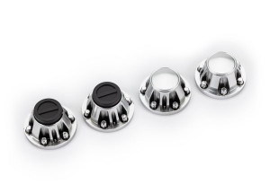 Center caps, wheel (satin chrome) (front (2), rear (2)) (requires #8255A extended thread stub axle) Center caps, wheel (satin chrome) (front (2), rear (2)) (requires #8255A extended thread stub axle)