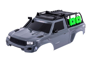 Body, TRX-4Æ Sport, complete, gray (painted, decals applied) (includes grille, side mirrors, door handles, windshield wipers, expedition rack, & clipless mounting) (requires #8080X inner fenders)