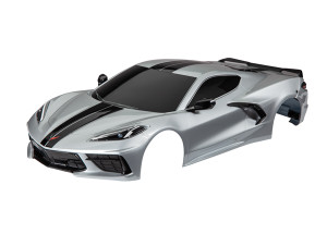 Body, Chevrolet Corvette Stingray, complete (silver) (painted, decals applied) (includes side mirrors, spoiler, grilles, vents, & clipless mounting) Body, Chevrolet Corvette Stingray, complete (silver) (painted, decals applied) (includes side mirrors, spoiler, grilles, vents, & clipless mounting)