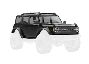 Body, Ford Bronco, complete, black (includes grille, side mirrors, door handles, fender flares, windshield wipers, spare tire mount, & clipless mounting) (requires #9735 front & rear bumpers)
