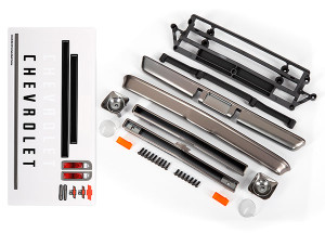 Body accessories, Chevrolet C10, satin black chrome (includes grille (upper & lower), headlight housings (left & right), bumpers (front & rear), mounting retainers and hardware)