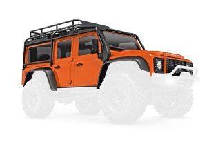 Body, Land RoverÆ DefenderÆ, complete, orange (includes grille, side mirrors, door handles, fender flares, fuel canisters, jack, spare tire mount, & clipless mounting) (requires #9734 front & rear bumpers)