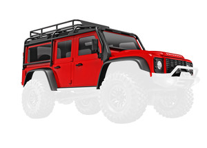 Body, Land RoverÆ DefenderÆ, complete, red (includes grille, side mirrors, door handles, fender flares, fuel canisters, jack, spare tire mount, & clipless mounting) (requires #9734 front & rear bumpers) Body, Land RoverÆ DefenderÆ, complete, red (includes grille, side mirrors, door handles, fender flares, fuel canisters, jack, spare tire mount, & clipless mounting) (requires #9734 front & rear bumpers)