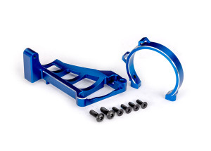 Motor mounts (front & rear) (blue-anodized 6061-T6 aluminum)/ 3x10mm CCS (with threadlock) (4)/ 4x12mm BCS (with threadlock) (2) (for use with #3483 motor)
