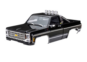 Body, Chevrolet K10 Truck (1979), complete, black (includes grille, side mirrors, door handles, roll bar, windshield wipers, & clipless mounting) (requires #9835 front & rear bumpers) Body, Chevrolet K10 Truck (1979), complete, black (includes grille, side mirrors, door handles, roll bar, windshield wipers, & clipless mounting) (requires #9835 front & rear bumpers)