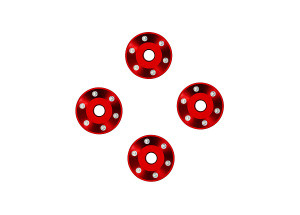 Wheel washers, machined aluminum, red (4)