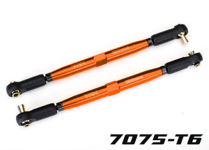 Toe links, X-MaxxÆ (TUBES orange-anodized, 7075-T6 aluminum, stronger than titanium) (157mm) (2)/ rod ends, assembled with steel hollow balls (4)/ aluminum wrench, 10mm (1) Toe links, X-MaxxÆ (TUBES orange-anodized, 7075-T6 aluminum, stronger than titanium) (157mm) (2)/ rod ends, assembled with steel hollow balls (4)/ aluminum wrench, 10mm (1)