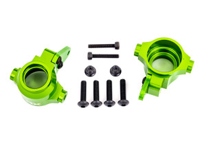 Steering blocks, 6061-T6 aluminum (green-anodized), left & right/ steering block arms (2)/ 4x16mm BCS (with threadlock) (4)/ 3x18mm CS (2)/ 3x10mm BCS (with threadlock) (4)/ M3x0.5mm NL (2) Steering blocks, 6061-T6 aluminum (green-anodized), left & right/ steering block arms (2)/ 4x16mm BCS (with threadlock) (4)/ 3x18mm CS (2)/ 3x10mm BCS (with threadlock) (4)/ M3x0.5mm NL (2)