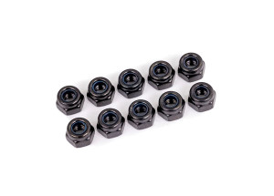 Nuts, 4mm nylon locking, black (10)