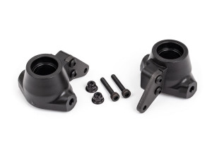 Steering blocks, left & right/ steering block arms (aluminum, dark titanium-anodized) (2)/ 3x18mm CS (2)/ M3x0.5mm NL (2)
