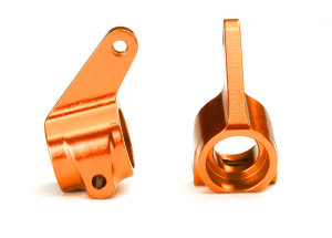 Steering blocks, RustlerÆ/StampedeÆ/Bandit (2), 6061-T6 aluminum (orange-anodized)/ 5x11mm ball bearings (4)